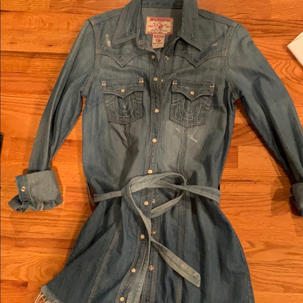 True Religion Blue Denim Midi Dress
